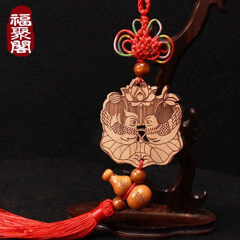 桃木动物造型摆设 卧室婚房装饰品 新古典艺术风格摆件 平安葫芦