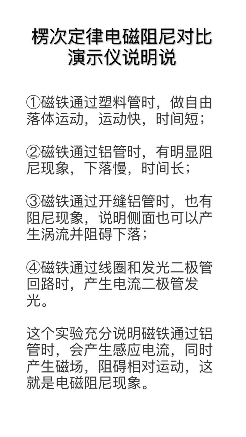电磁感应楞次定律阻尼原理4线圈Led发电发光管(50cm强磁铁)