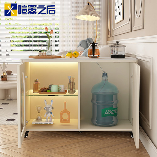 奶油风边几客厅沙发边柜岩板可移动小茶几多功能餐边柜茶水柜8J32