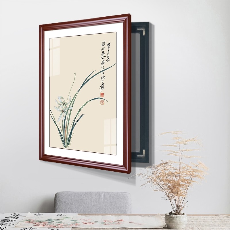 电表箱装饰画免打孔竖款电箱盖面板新中式餐厅水果挂画客厅壁画