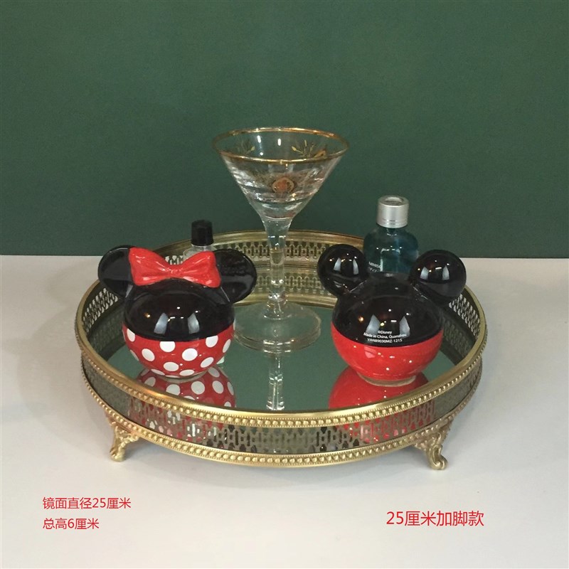 纯铜托盘配镜面客厅餐厅酒具餐具茶具盘香皂洗涤日用品收纳盘摆件
