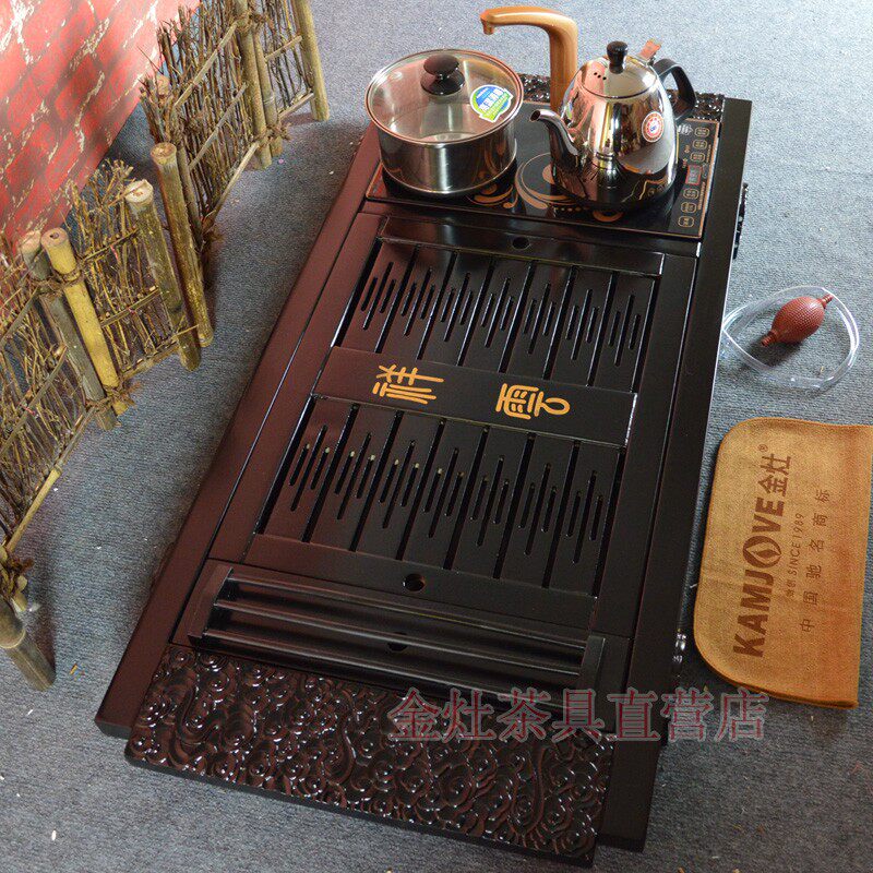 包邮 紫砂陶瓷功夫茶具套装 唐盛电热炉四合一实木茶盘 茶具套组