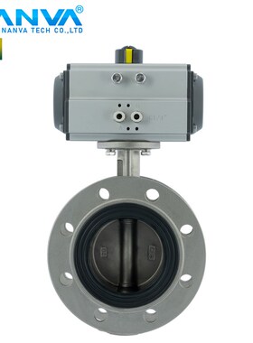 D641X-16P 气动法兰不锈钢蝶阀 软密封衬胶三元乙丙污水开关阀