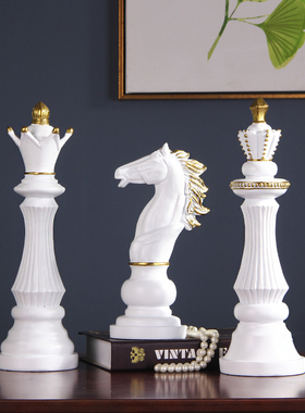 国际象棋 美式书房软装摆设客厅酒柜展厅装饰摆件 艺术软装工艺品