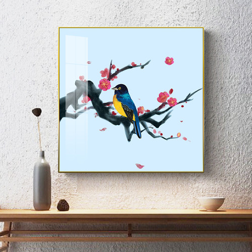 新中式玄关装饰画风景背景入户客厅挂画正方形走廊竖版办公室壁画