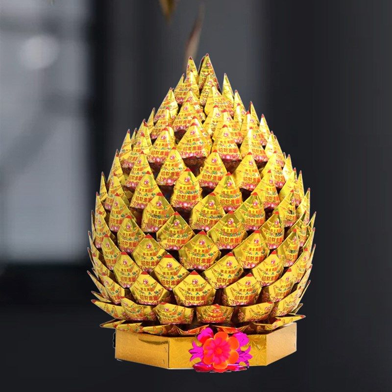 金菠萝大号折莲花金纸福字用品手工折纸九转金山过年摆件潮汕成品