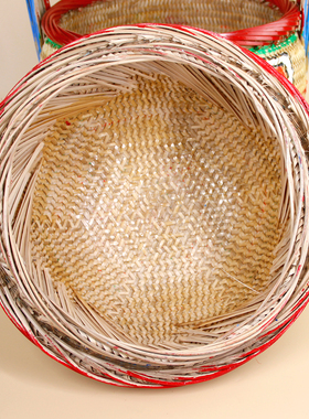 潮汕婚嫁娶结婚喜庆用品竹制品纯手工彩绘花篮潮州竹艺迷你竹篮子