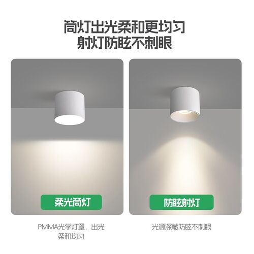明装射灯led吸顶式卧室走廊过道筒灯客厅无主灯防眩小山丘洗墙灯