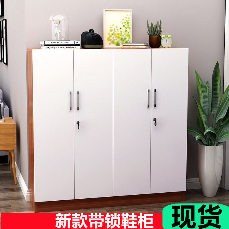 鞋柜家用大容量带锁门外柜简易室外防盗玄关柜电梯口走廊木质鞋架