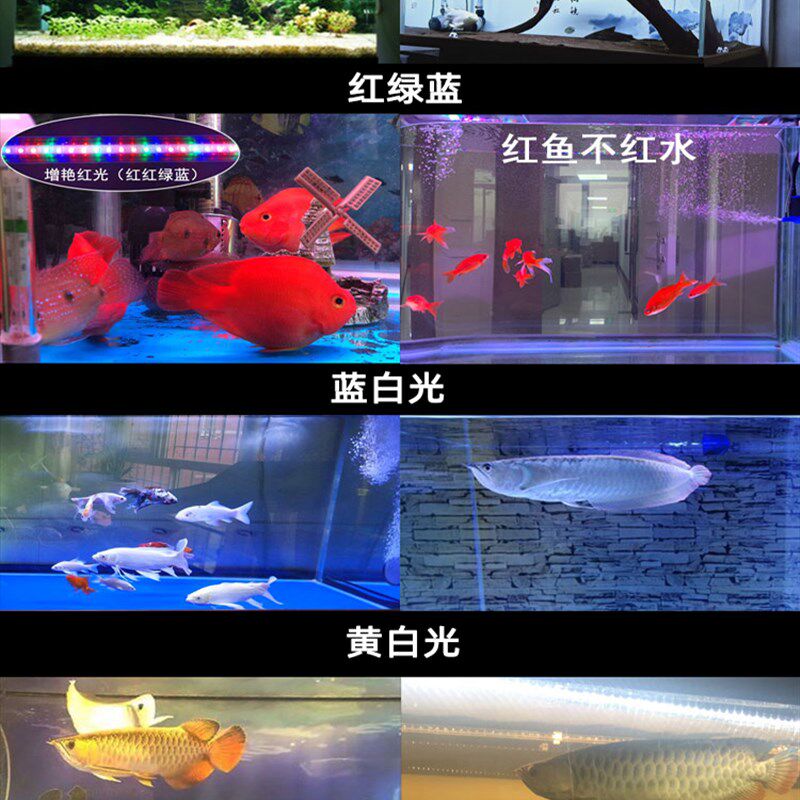 LED防水灯管双排灯珠三色节能鱼缸灯造景水族箱水草龙鱼照明大型