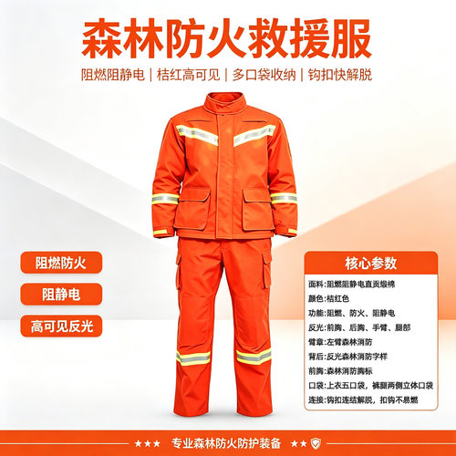 森林消防贡缎棉防火救援服桔红色阻燃扑火服带消防抢险救援服