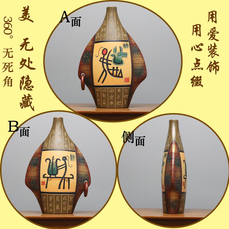 云南丽江少数民族特色手工纪念品装饰品陶瓷博古架玄关酒橱柜摆件