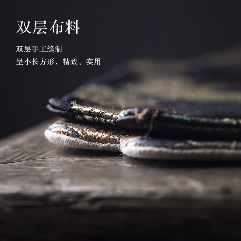 菱花纹云头提花茶席手工织制中式织锦菱花纹茶席布艺桌布餐席杯垫