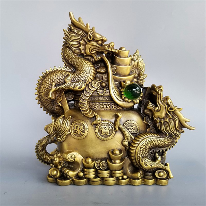 家居铜龙摆件龙马精神福禄五龙戏珠装饰礼品青龙汉龙聚宝盆生肖龙