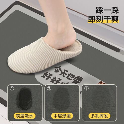 厨房地垫软硅藻泥专用防滑防油防水加厚脚垫耐脏免洗可擦地面全铺