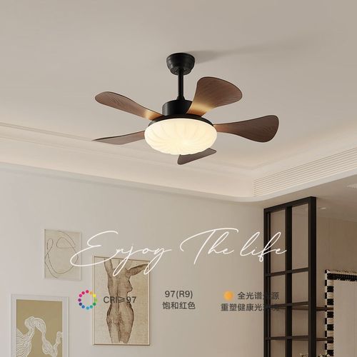 中古风智能风扇灯适用客厅的新中式护眼吊扇灯 静音寝室风扇灯