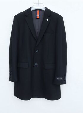 拉夏PT系列商场撤柜男装冬厚高级羊毛呢西装外套短大衣2A2789黑色