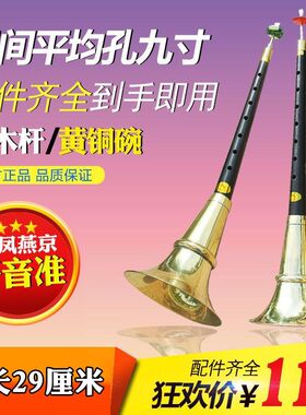 唢呐乐器全乌木直杆9寸平均孔不定调二喇叭大中小号民间吹奏乐器