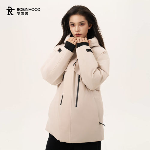 罗宾汉设计师系列95鹅绒羽绒服女宽松连帽磁吸扣防泼水冬外套