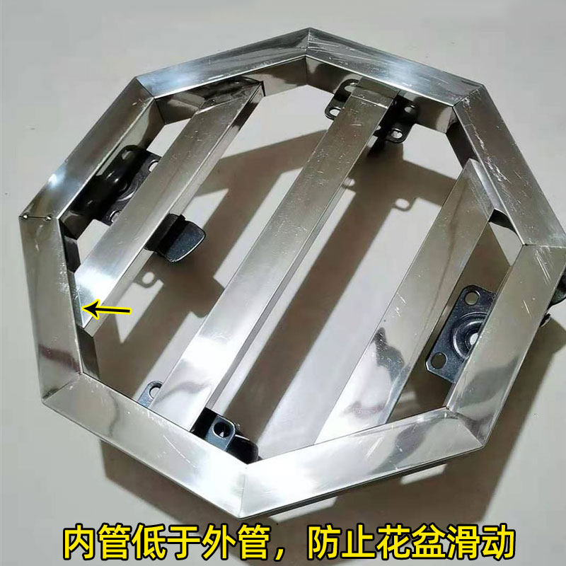 不锈钢加厚大花盆托盘带万向轮盆景移动底座滚轮底盘重物托架花盘
