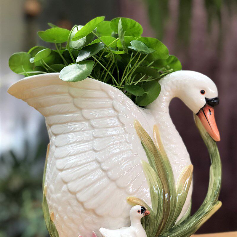 天鹅陶瓷花瓶台面花瓶花器摆饰摆件家居礼结婚礼品酒柜电视柜摆件