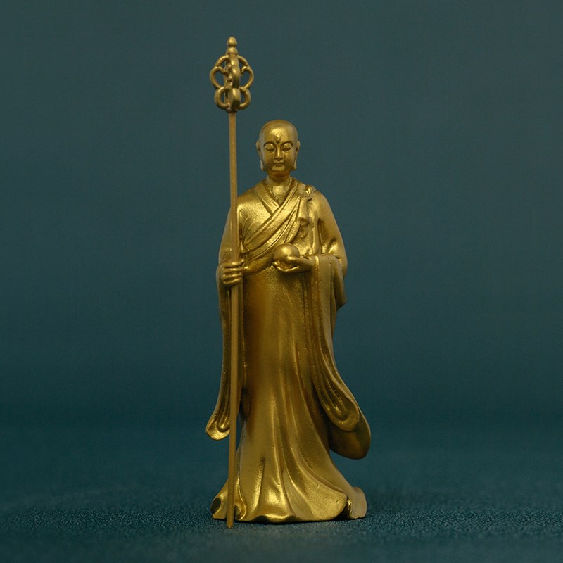 金色九华山地藏王菩萨像小摆件地藏菩萨佛像随身佛装饰禅意装饰品