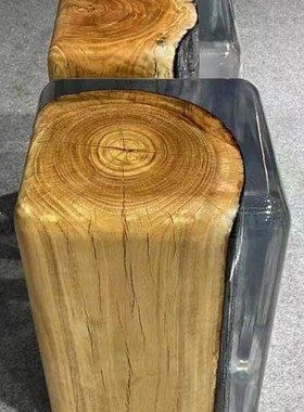 龙藤树枝水晶环氧树脂透明凳子茶凳墩子椅子边几角几方形亚克力