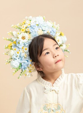 《蓝色簪a花》儿童簪花头饰发箍 泉州浔埔簪花