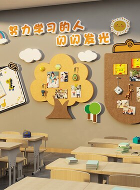 毛毡展示照片班级文化布置教室装饰墙贴面务公告栏托管机构黑板报