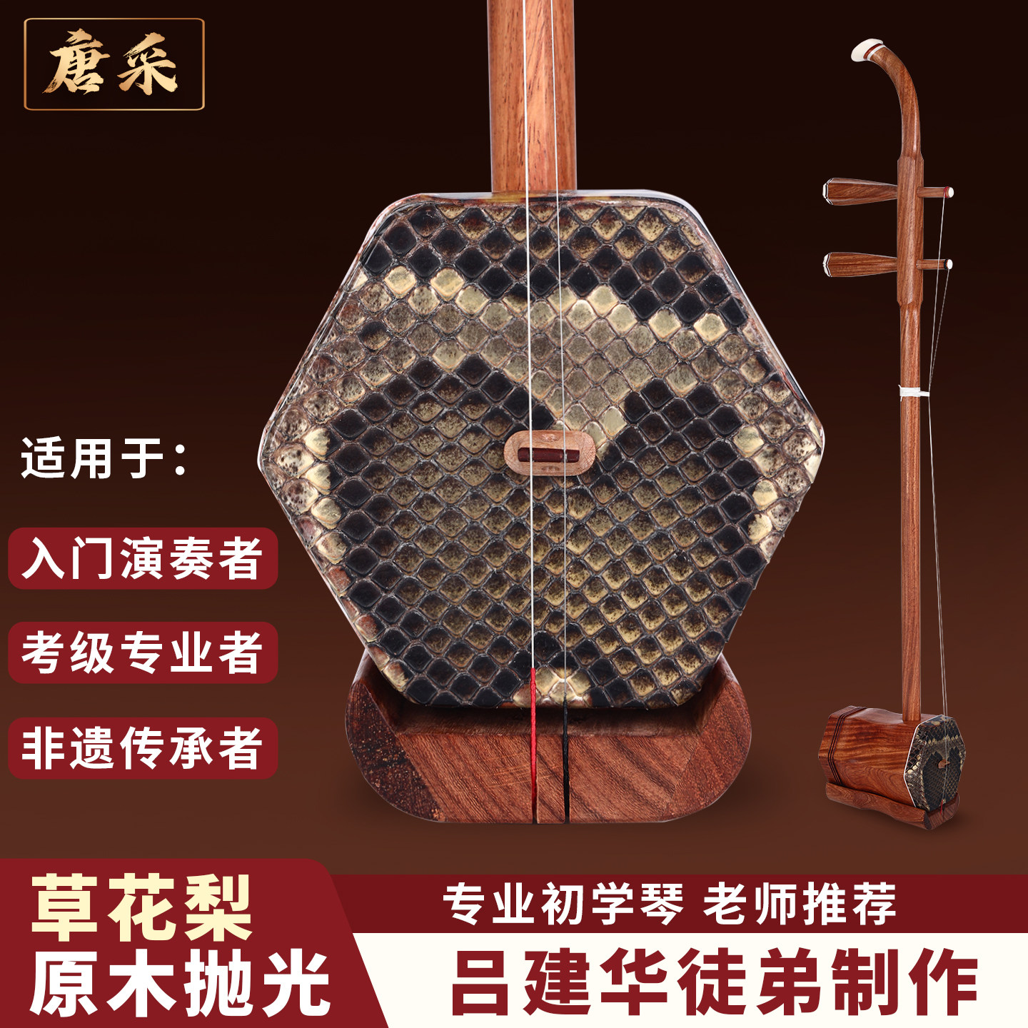专业二胡乐器红木紫檀木演奏胡琴