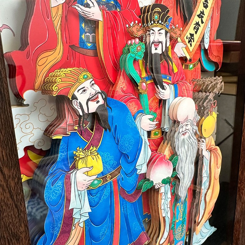 玺语五福临门送客户领导客厅办公室装饰画国潮立体剪纸工艺品礼品