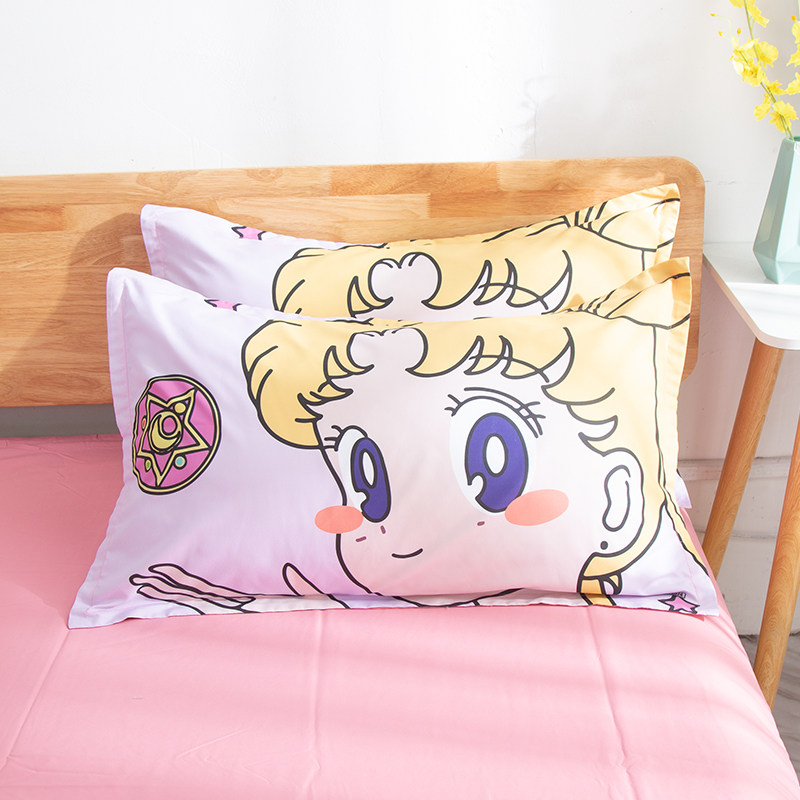 卡通动漫美少女战士女孩粉色枕套一个学生魔法水冰月单人枕头罩子