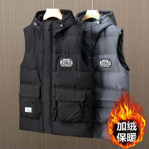 400斤大码春秋棉马甲男宽松加肥加大外穿背心胖子潮流羽绒棉坎肩