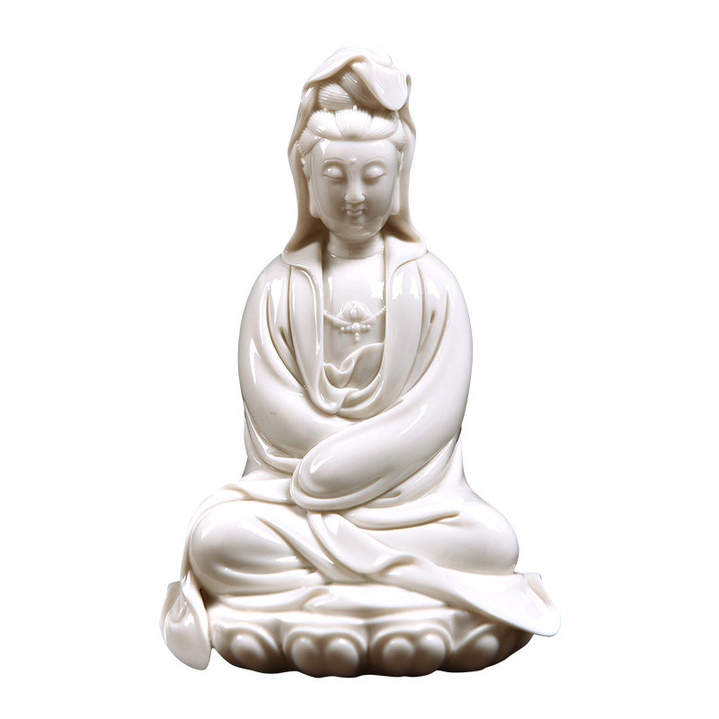 戴玉堂 陶瓷随身小尺寸小佛像观音菩萨德化白瓷雕塑摆件 自在观音