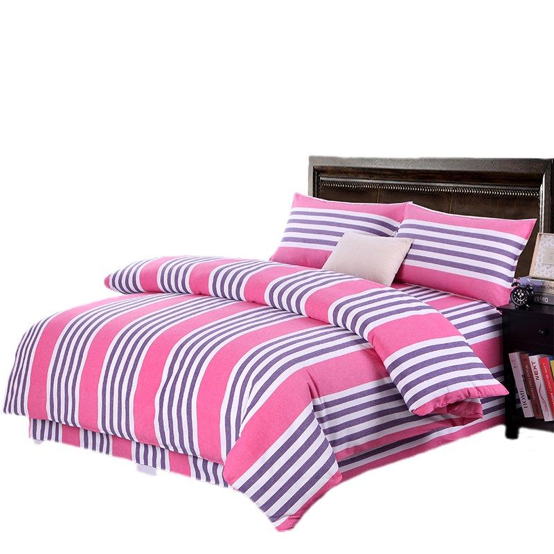老粗布四件套秋冬加厚粗布床单被套单人双人四件套学生三件套