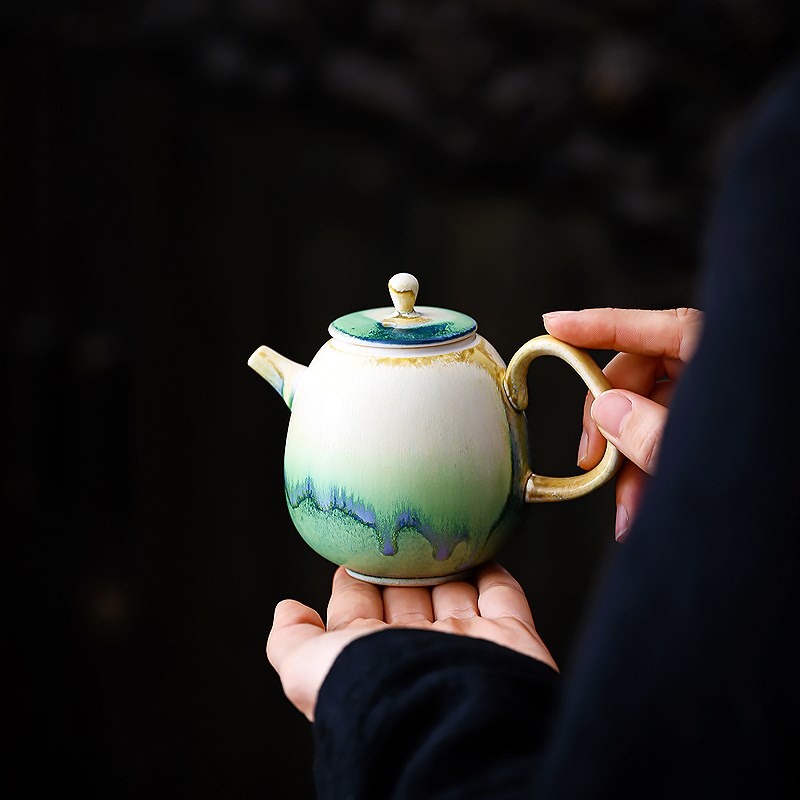 复古水墨只此青绿茶壶一人用功夫茶具单壶茶杯泡茶家用陶瓷泡茶壶