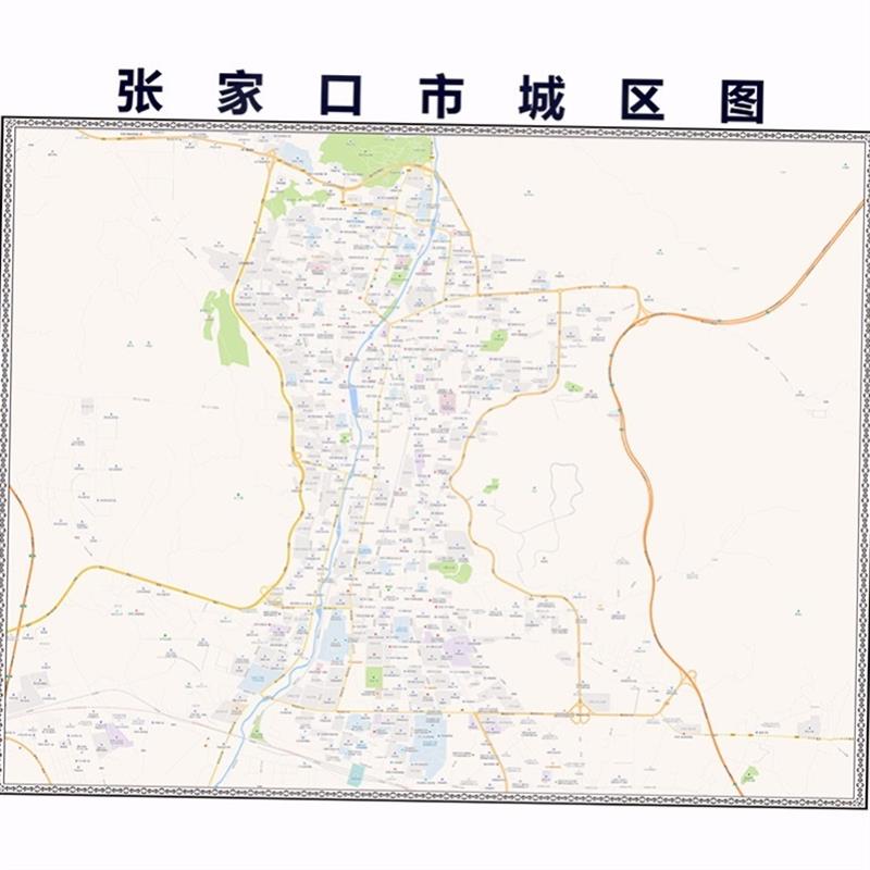 2025新款张家口市地图贴图 办公室挂图 高清防水墙壁装饰画地图