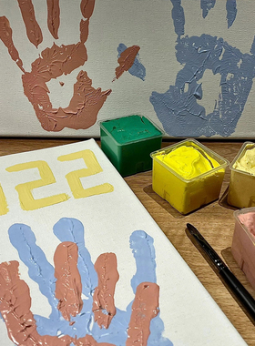手印相框diy手工数字油画礼物填色颜料画情侣纪念挂画手掌印泥