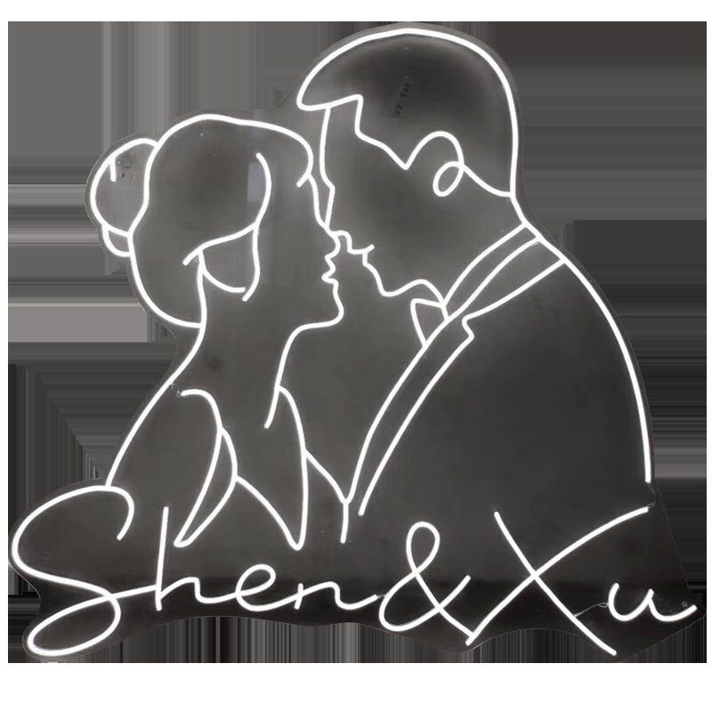 婚礼logo婚庆头像情侣求婚灯牌发光霓虹灯背景装饰剪影定制新人字