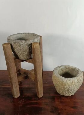 民俗老物件老石臼复古怀旧摆件创意花架花盆装饰道具纪念收藏品