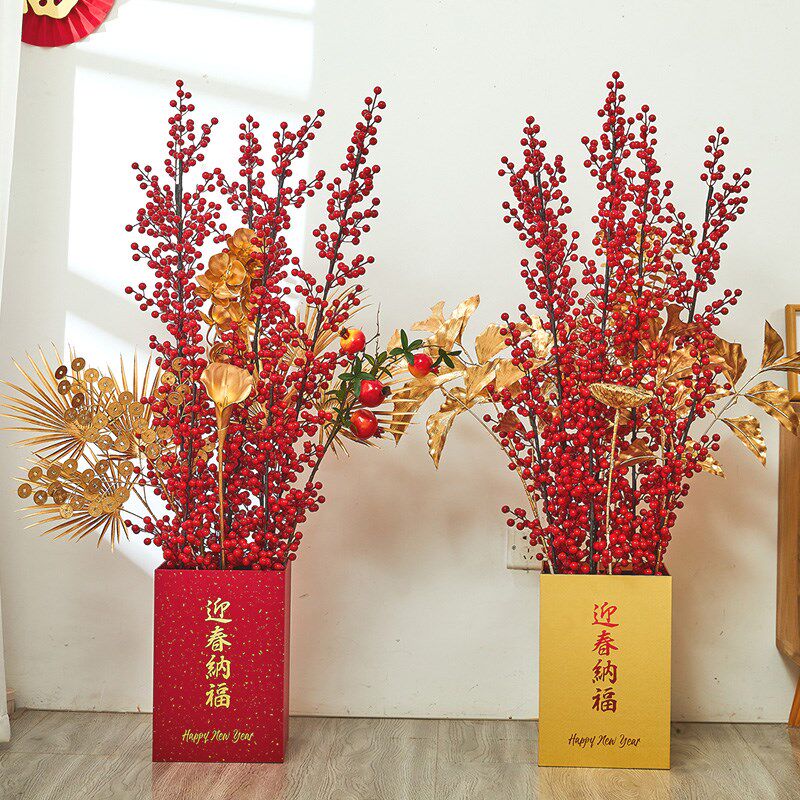 新年元旦装饰用品创意发财树福桶摇钱树桌面柜台摆件橱窗装扮美陈