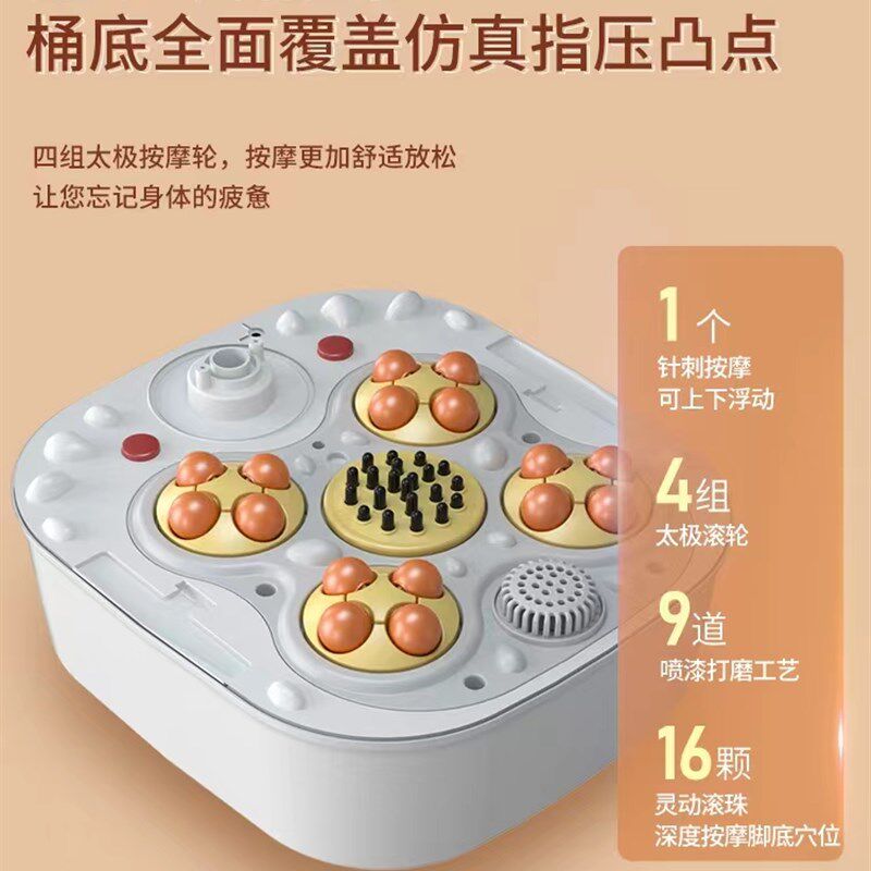 110V伏可折叠泡脚桶家用加热小型电动按摩全自动恒温足浴盆小家电