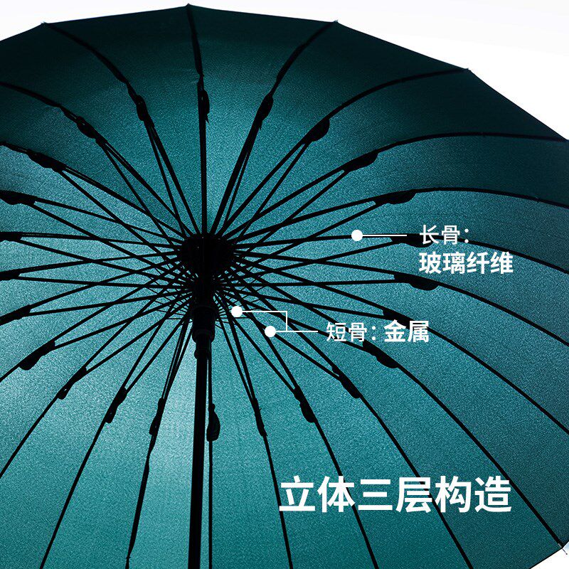 霜山24骨长柄雨伞加大复古竹节柄自动伞男女直杆伞弯柄抗风双人伞