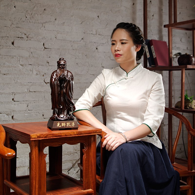 黑檀木雕孔子摆件人物雕像孔夫子孔圣人先师孔子教师节送礼物
