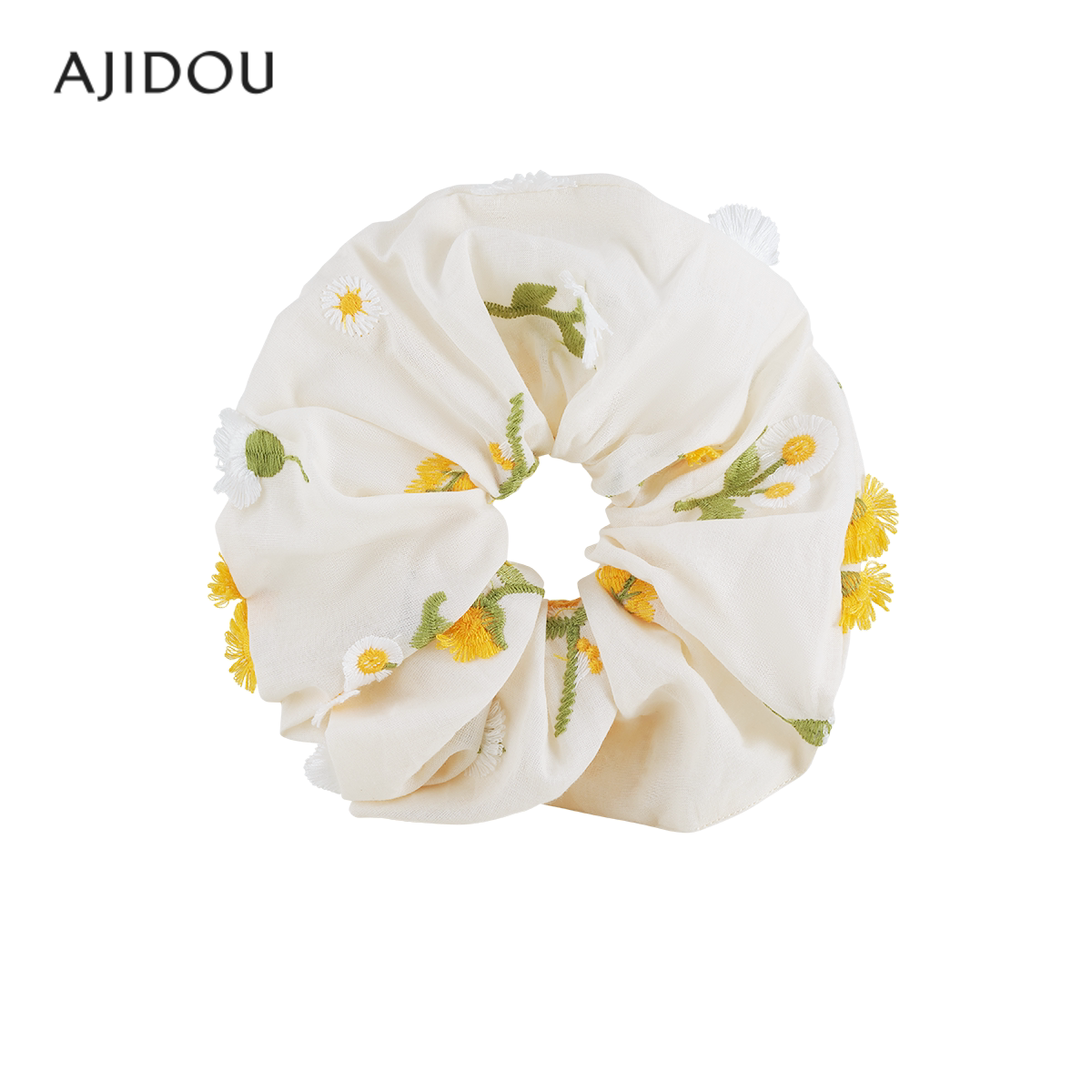 AJIDOU阿吉豆发圈女款黄色蒲公英弹力发绳时尚大肠发圈高弹力头饰