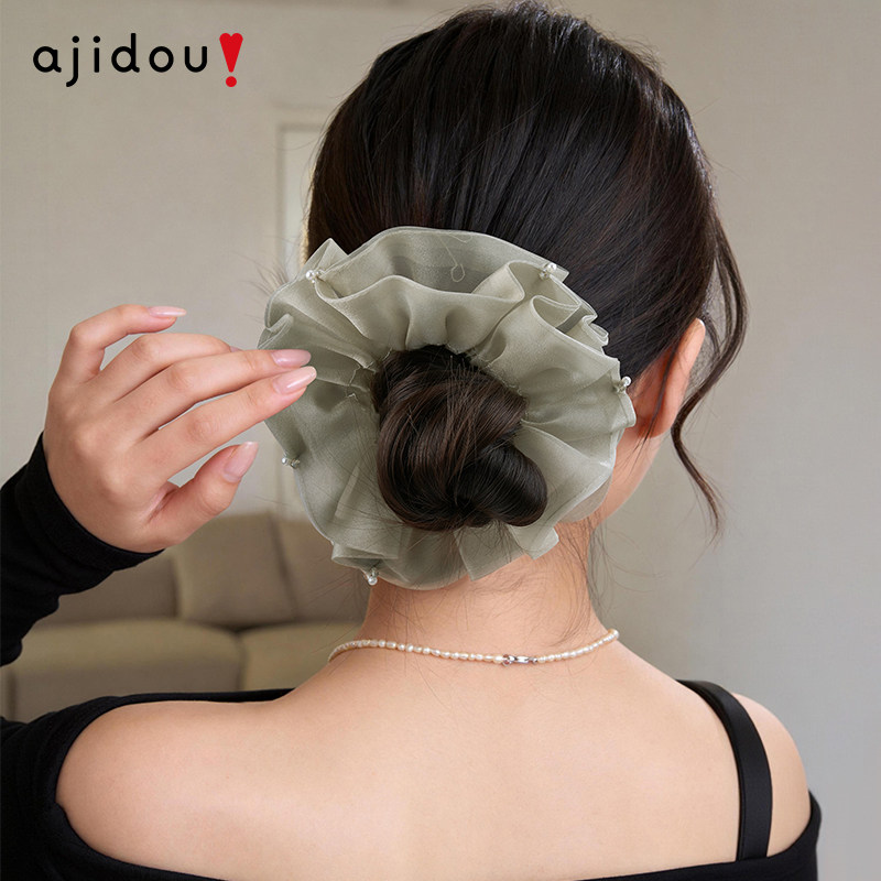 AJIDOU阿吉豆大肠发圈绿野仙踪温婉雾绿色发绳女弹性发圈发带发饰