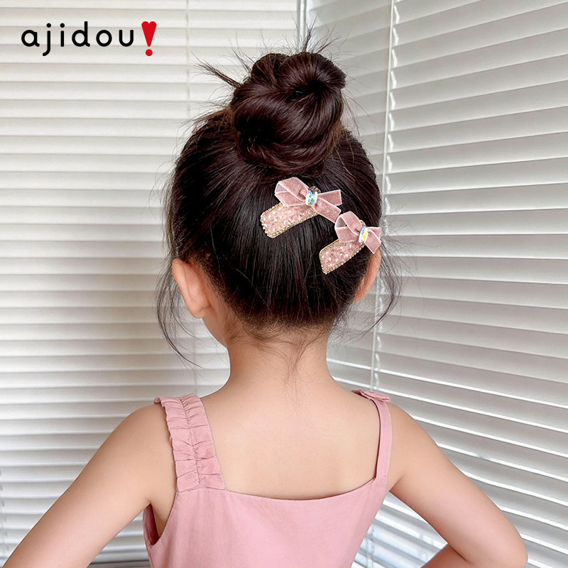 AJIDOU阿吉豆儿童发夹碎冰冰侧边胎毛夹女宝宝发饰可爱蝴蝶结发饰