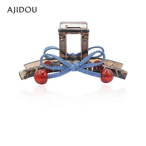 AJIDOU阿吉豆抓夹樱桃蝴蝶结发夹少女新款简约后脑勺盘发夹子发饰