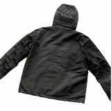 thumbnail for Left Side Embroidered with a Human Face and Border Pattern, Black Zip-Up Hooded Jacket 88091306