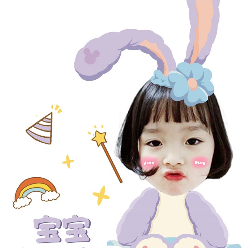 宝宝儿童生日定制甜品台摆台件大头贴照片KT板百岁宴周岁布置装饰